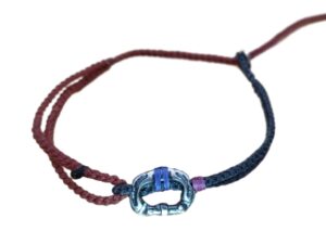 1732698987395_pixian_ai double (thin & thick) cord bracelet/anklet on coal and terracotta with carabineer.