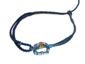 double (thin & thick) cord bracelet/anklet on gray blue and coal with carabineer.