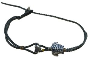 1770152070649_pixian_ai double thin cord bracelet/anklet on khaki and khaki with sea 🐢 and ❤️