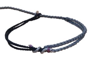double (thin & thick) cord bracelet/anklet on black and gray blue with 🐍