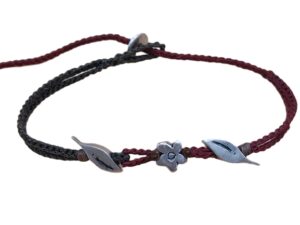 1752924017262_pixian_ai double thin cord bracelet/anklet on khaki and magenta with olive 🍃🍃 and 🌼