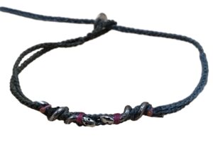 1775246526119_pixian_ai double thin cord bracelet/anklet on khaki and gray blue with 🐍🐍