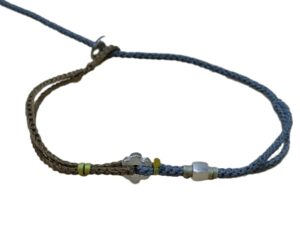 1768580302438_pixian_ai double thin cord bracelet/anklet on moca and gray blue with gear and geometric beads.