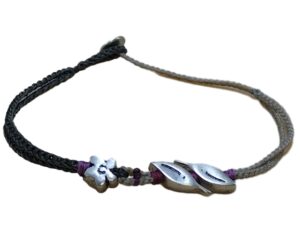 1768588191603_pixian_ai double thin cord bracelet/anklet on khaki and cream with 🌼 & 🍃🍃
