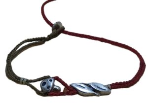 1768588660063_pixian_ai double thin cord bracelet/anklet on moca and red with 🍄 & 🍃🍃
