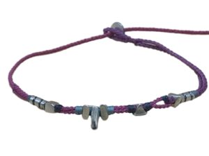 1768757462402_pixian_ai double thin cord bracelet/anklet on purple and fuchsia with eight geometric beads.