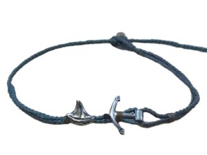 1768771120912_pixian_ai double thin cord bracelet/anklet on gray blue and cyan with ⚓ & ⛵