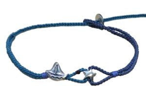 double thin cord bracelet anklet on denim and turquoise with ⛵ & north ⭐