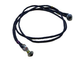thin cord necklace (multi jewelry) on coal with two geometric beads.