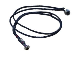 thin cord necklace (multi jewelry) on coal with two geometric beads.