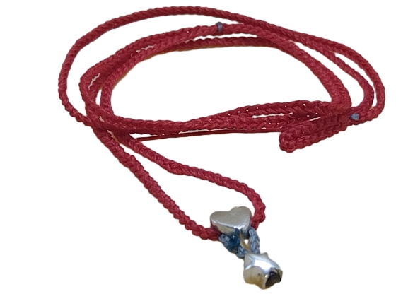 thin cord necklace (multi jewelry) on red with ❤️ & ⭐