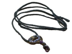 thin cord necklace (multi jewelry) on khaki with carabiner & 🐍