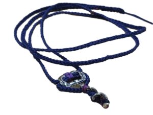 thin cord necklace (multi jewelry) on dark denim with carabiner & 🐍