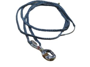 thin cord necklace (multi jewelry) on gray blue with 🍃 & carabiner.