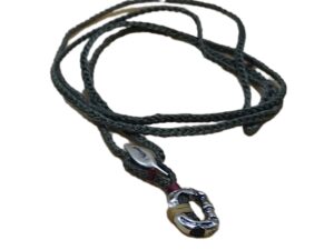 thin cord necklace (multi jewelry) on khaki with 🍃 & carabiner.