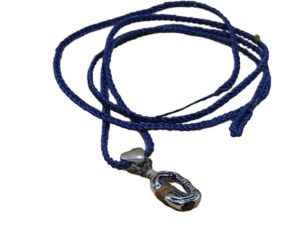 thin cord necklace (multi jewelry) on dark denim with ❤️ & carabiner.