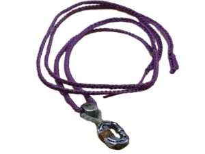 thin cord necklace (multi jewelry) on purple with 🙂 & carabiner.