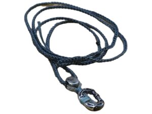 thin cord necklace (multi jewelry) on gray blue with 🙂 & carabiner.