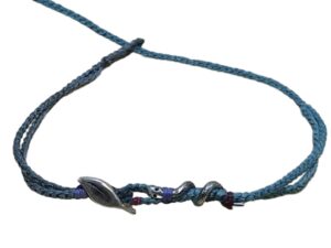 1773947989457_pixian_ai thin cord bracelet/anklet on gray blue and cyan with 🍃 & 🐍