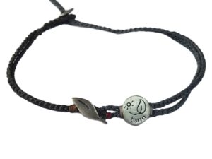 double thin & thick cord bracelet/anklet on khaki and gray blue with "terra" & olive 🍃