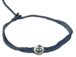 double thick cord bracelet/anklet on open denim with ⚓