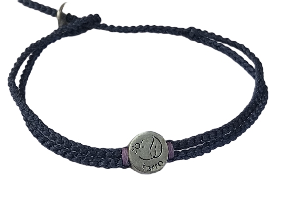 double thick cord bracelet anklet on denim with "terra"