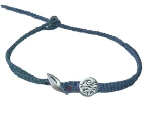 double (thin & thick) cord bracelet/anklet on cyan and open denim with olive 🍃 & "aqua".